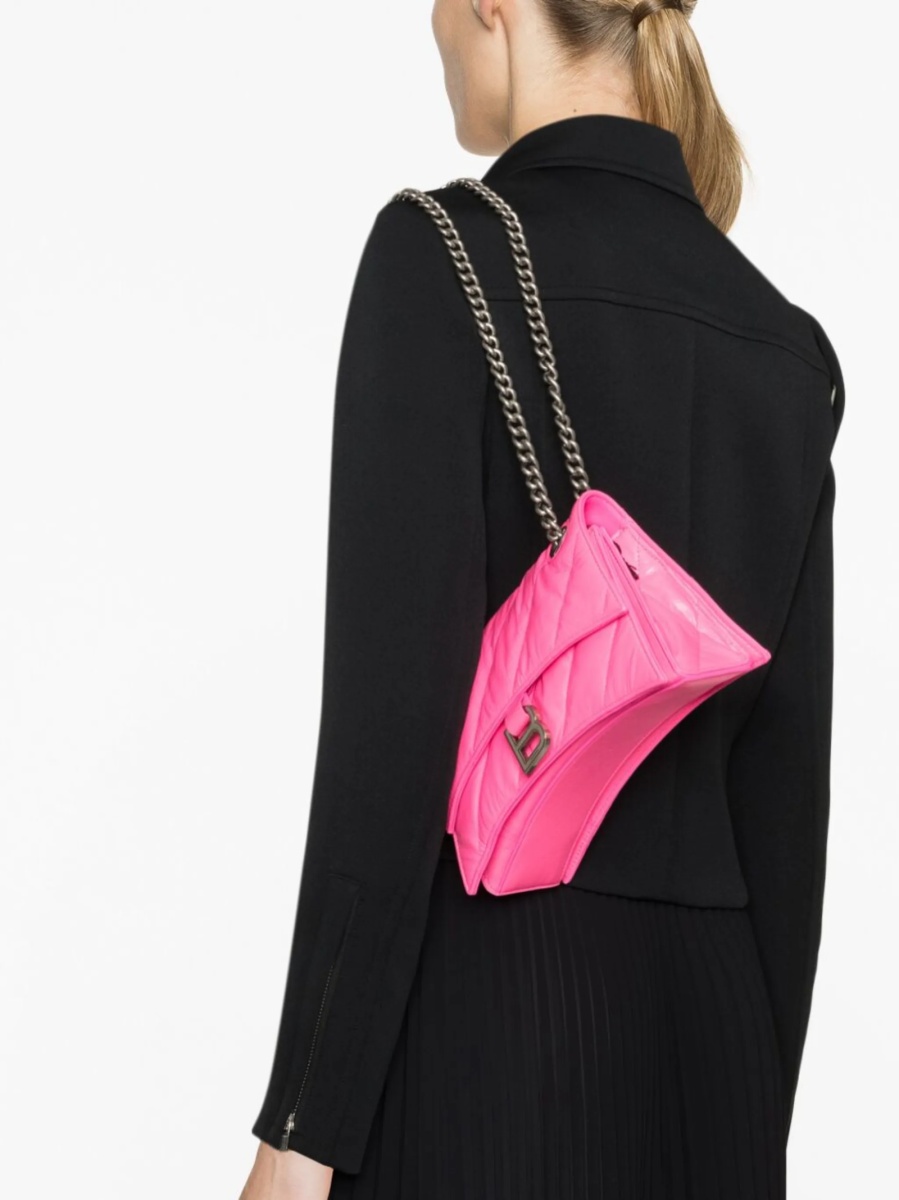 Geanta de umar Balenciaga Crush roz din piele - Img 3