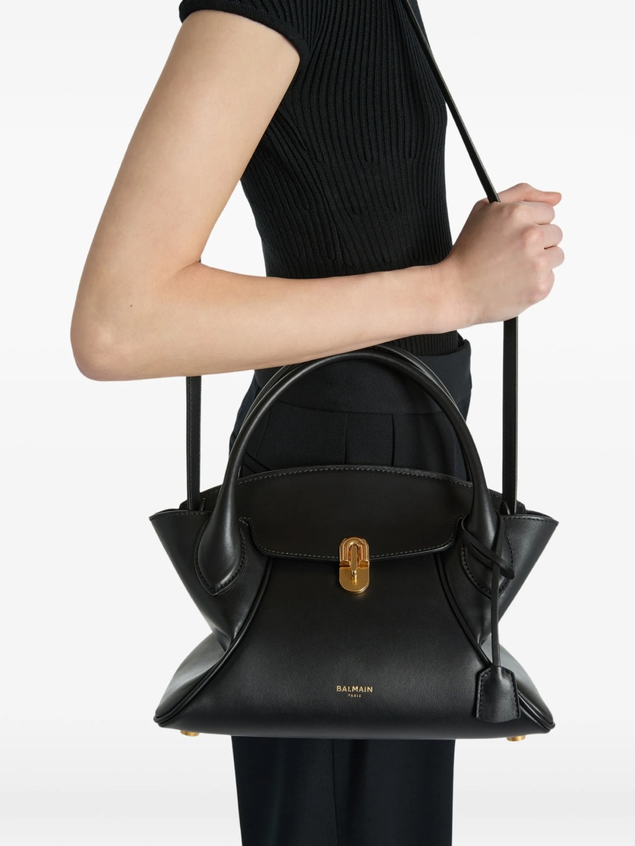 Geanta de umar Balmain neagra din piele - Img 2