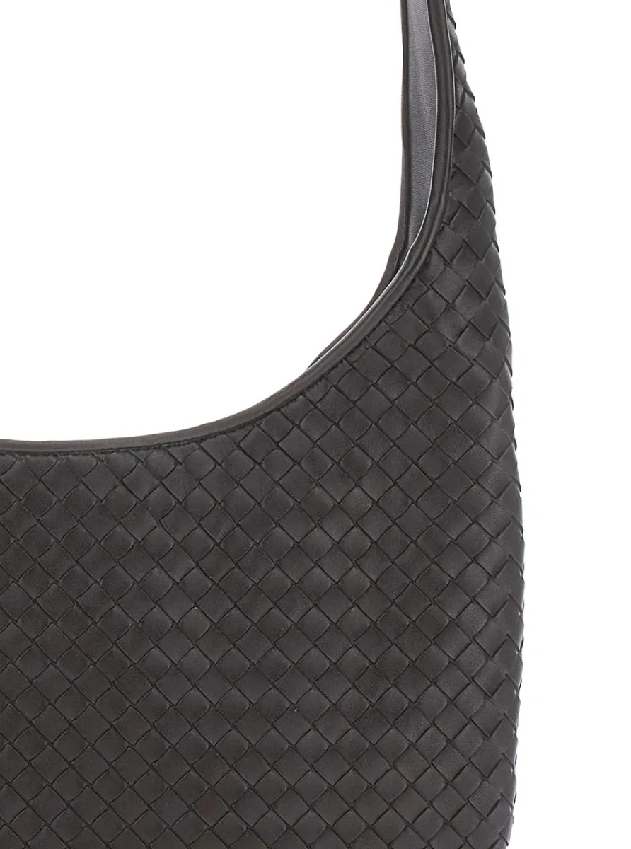 Geanta de umar Bottega Veneta maro din piele - Img 3