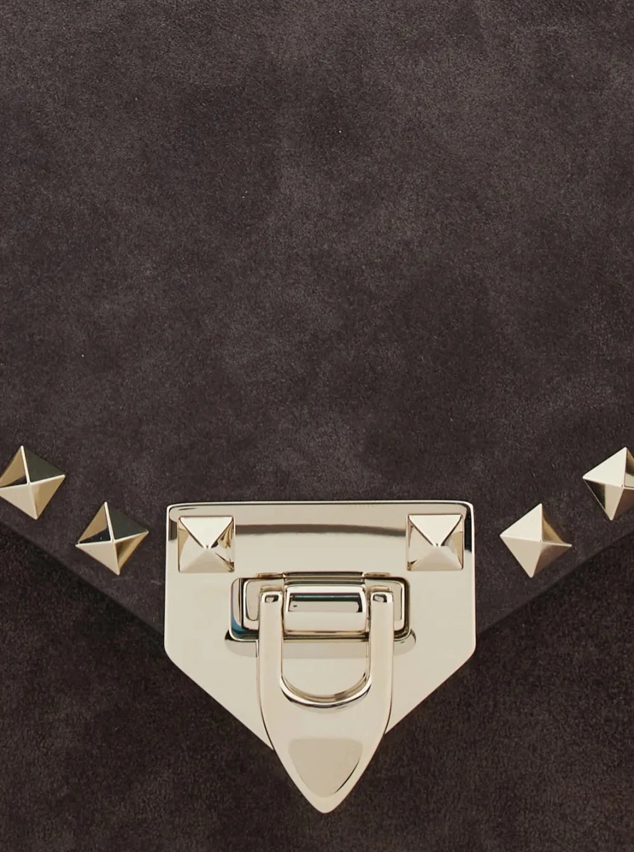 Geanta de umar Brown Crossbody bag with Envelope Design and Rockstud Decoration in Suede for Women - Img 3