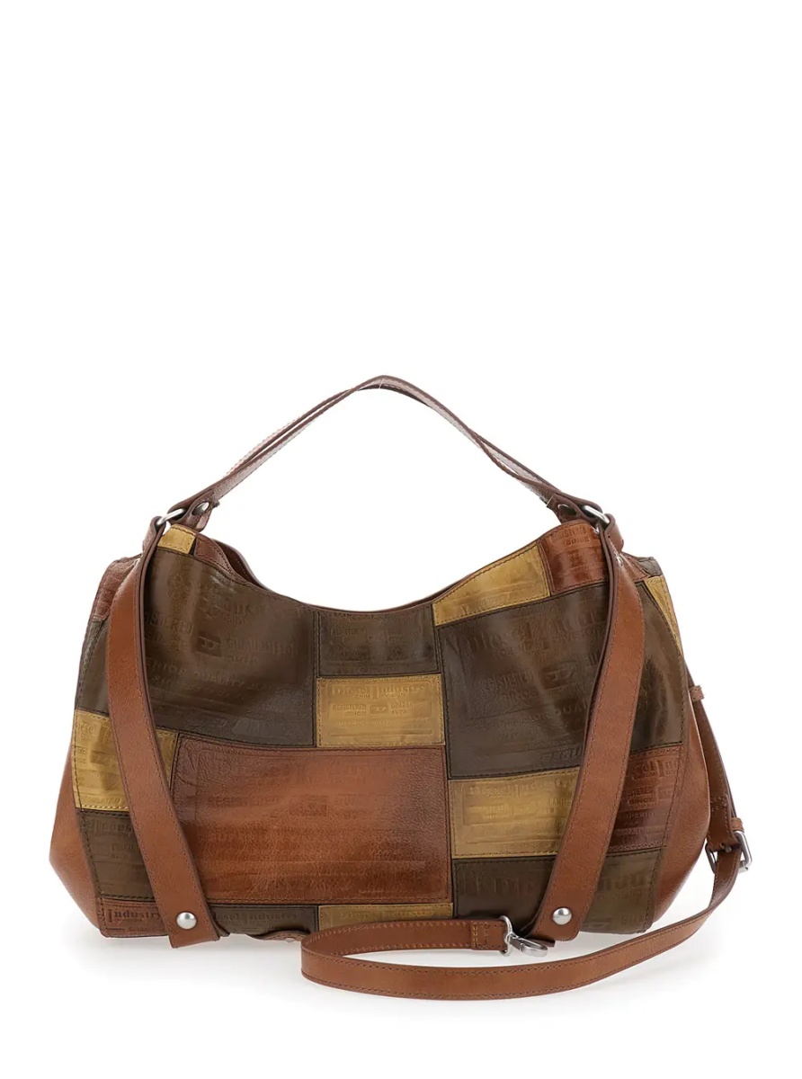 Geanta de umar 'D-One' Brown Shoulder bag with logo on the front and decorative straps with buckles in leather for women - Img 2