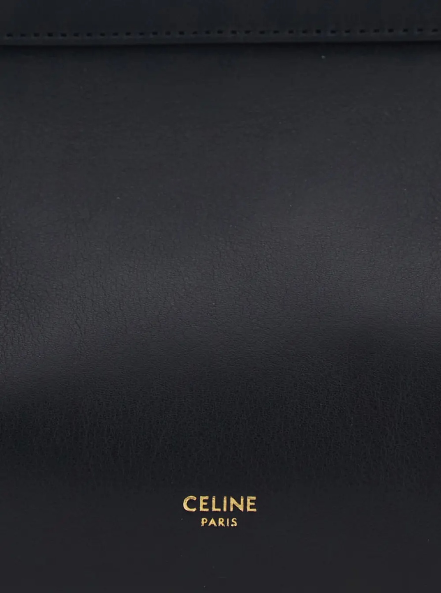 Geanta de umar 'Doctor's Pouch'' Black Small Shoulder Bag with Adjustable and Removable Strap and Logo Lettering on the Front in Leather for Women - Img 3