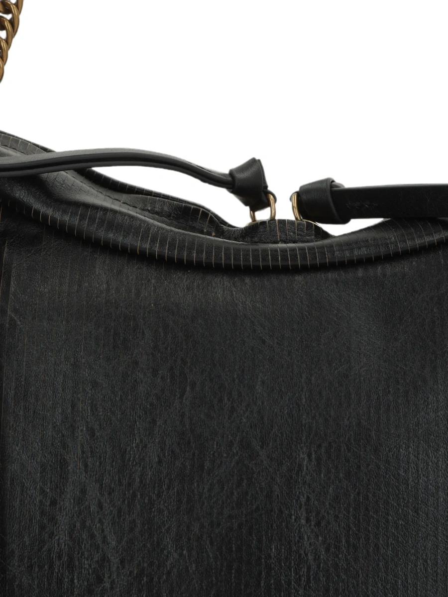 Geanta de umar 'Dolce Large' black Crossbody bag with metallic logo on the front in textured leather for women - Img 6