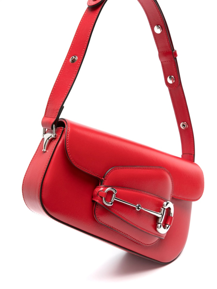 Geanta de umar Gucci Horsebit rosie din piele - Img 4
