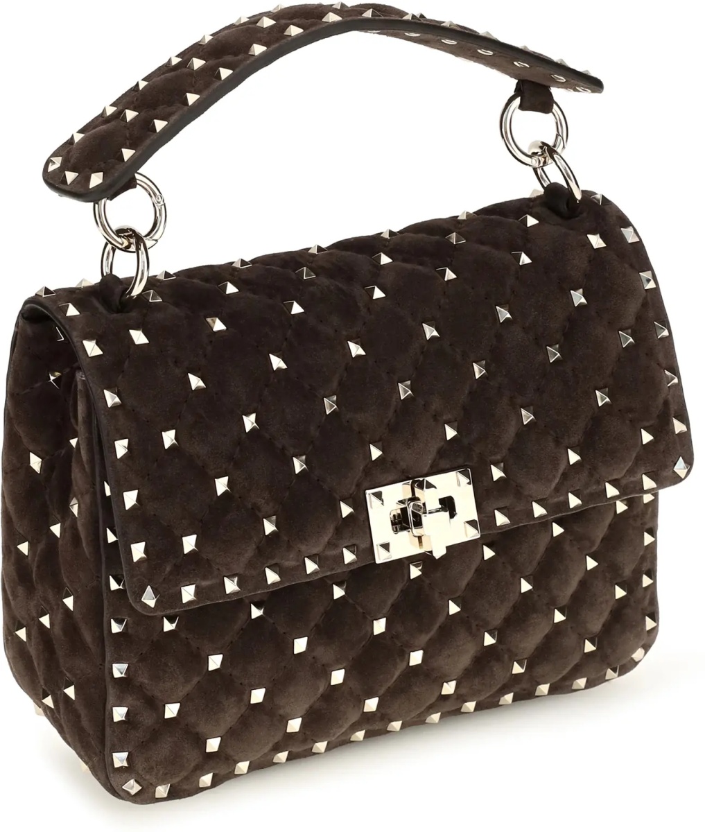 Geanta de umar Medium Rockstud Spike suede Top Handle Bag - Img 2