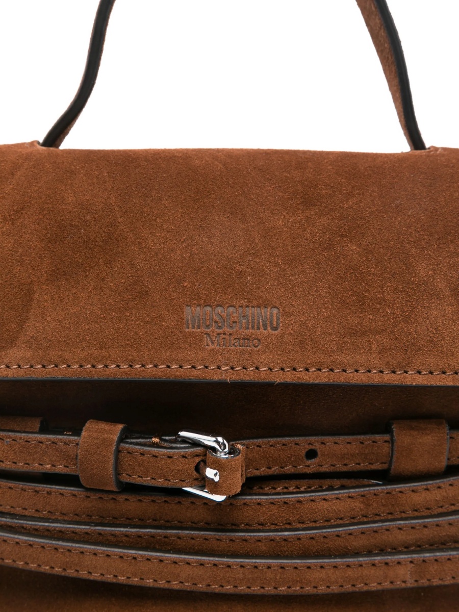 Geanta de umar Moschino maro din piele intoarsa - Img 4