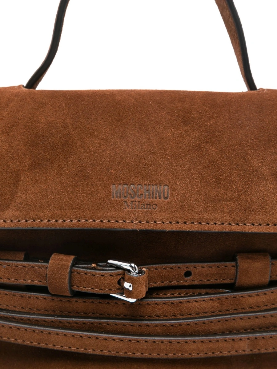 Geanta de umar Moschino maro din piele intoarsa - Img 4