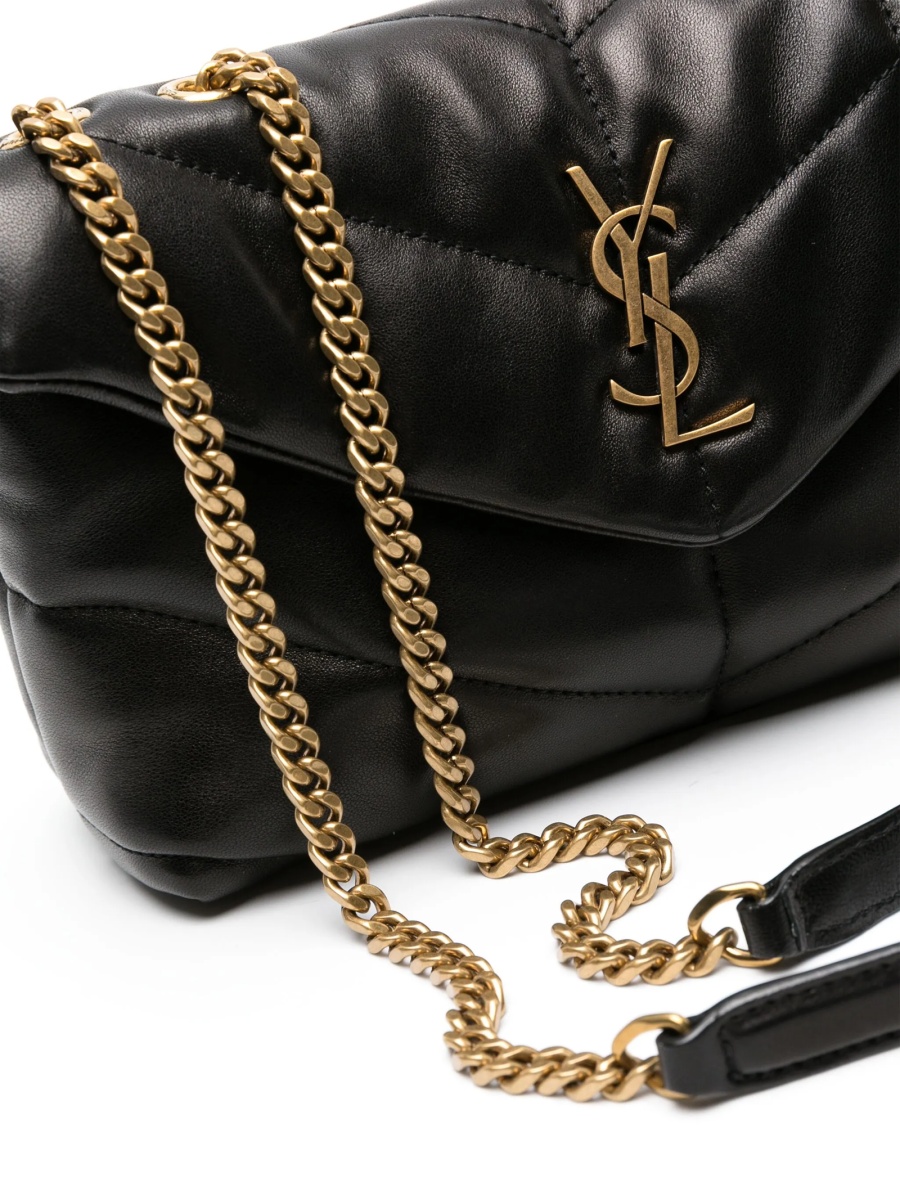 Geanta de umar Saint Laurent Puffer neagra din piele - Img 4