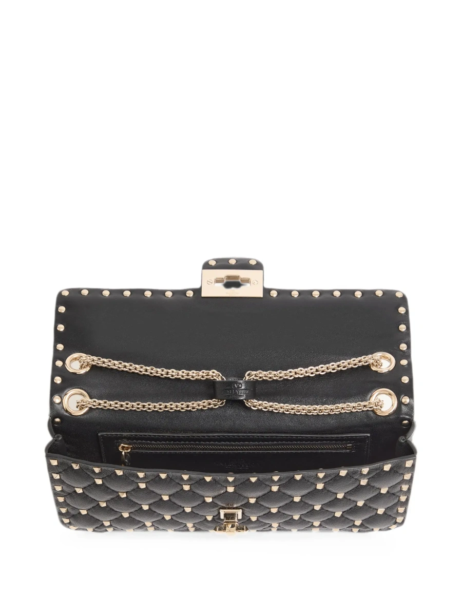 Geanta de umar SMALL SHOULDER BAG | ROCKSTUD SPIKE | CAPRETTO LUCIDO SOFT/PLATINUM STUDS - Img 7