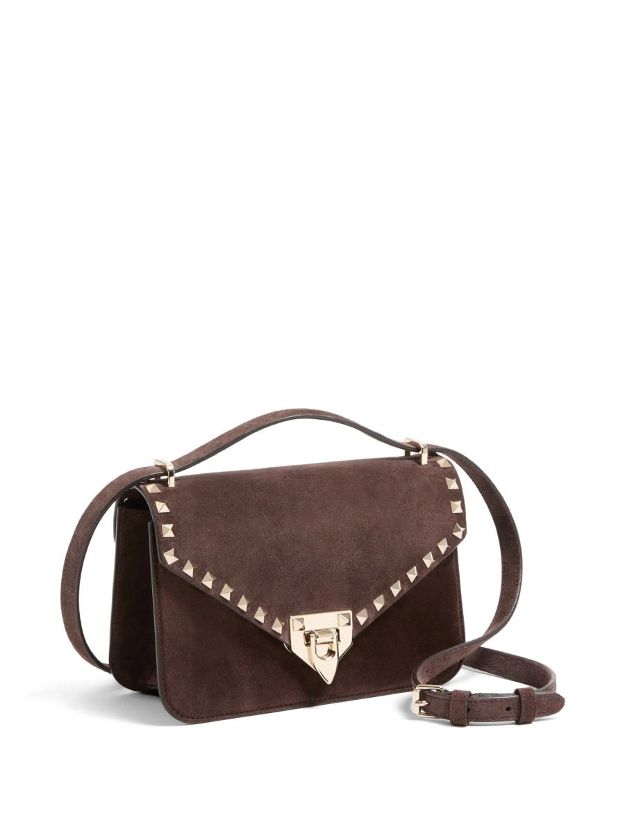 Geanta de umar Valentino Garavani Rockstud maro din piele intoarsa - Img 3
