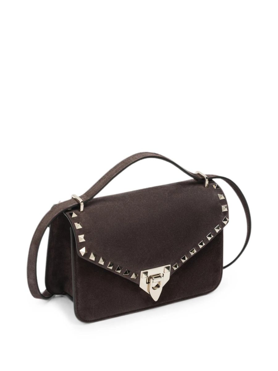Geanta de umar Valentino Garavani Rockstud maro din piele intoarsa - Img 3