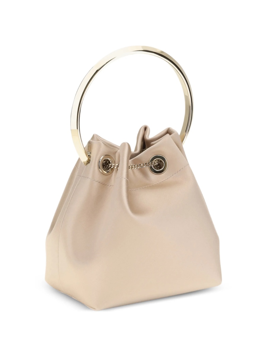 Geanta mini Jimmy Choo Bon Bon neutra din satin - Img 3