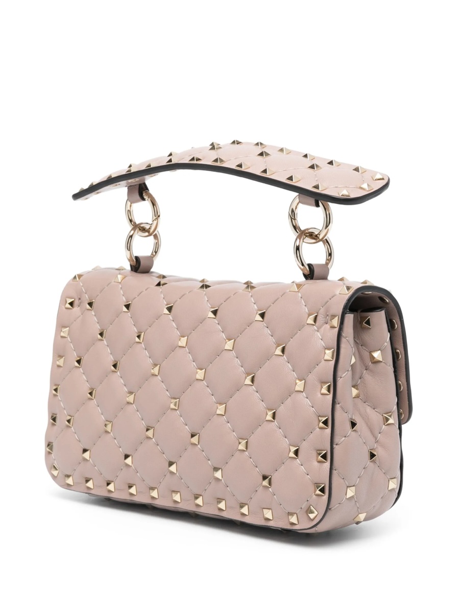 Geanta mini Valentino Garavani Rockstud Spike neutra din piele si zamak - Img 3