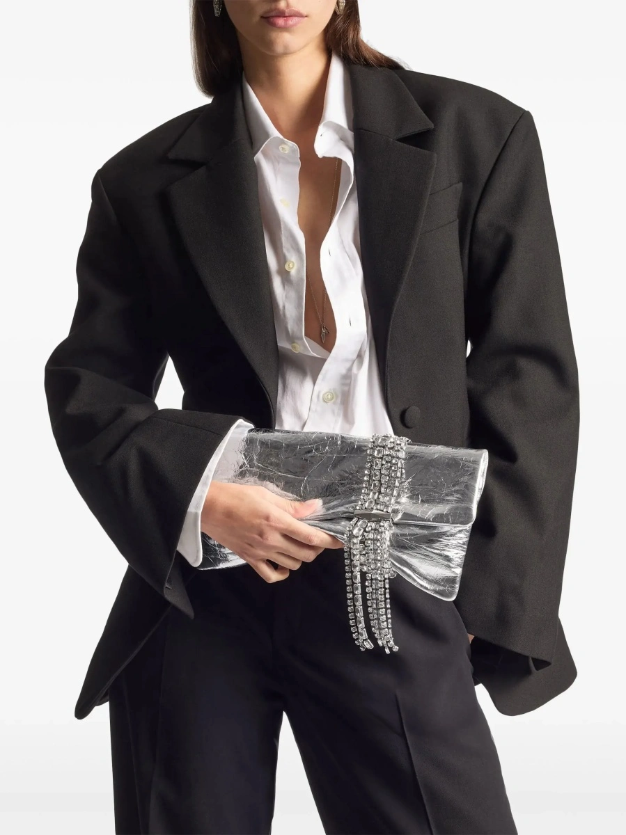 Geanta plic Jimmy Choo argintie din piele - Img 4