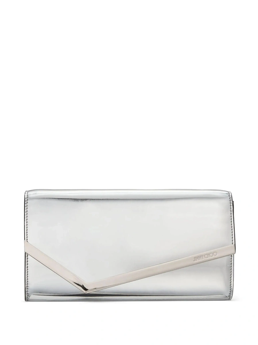 Geanta plic Jimmy Choo gri din piele si material textil - Img 8