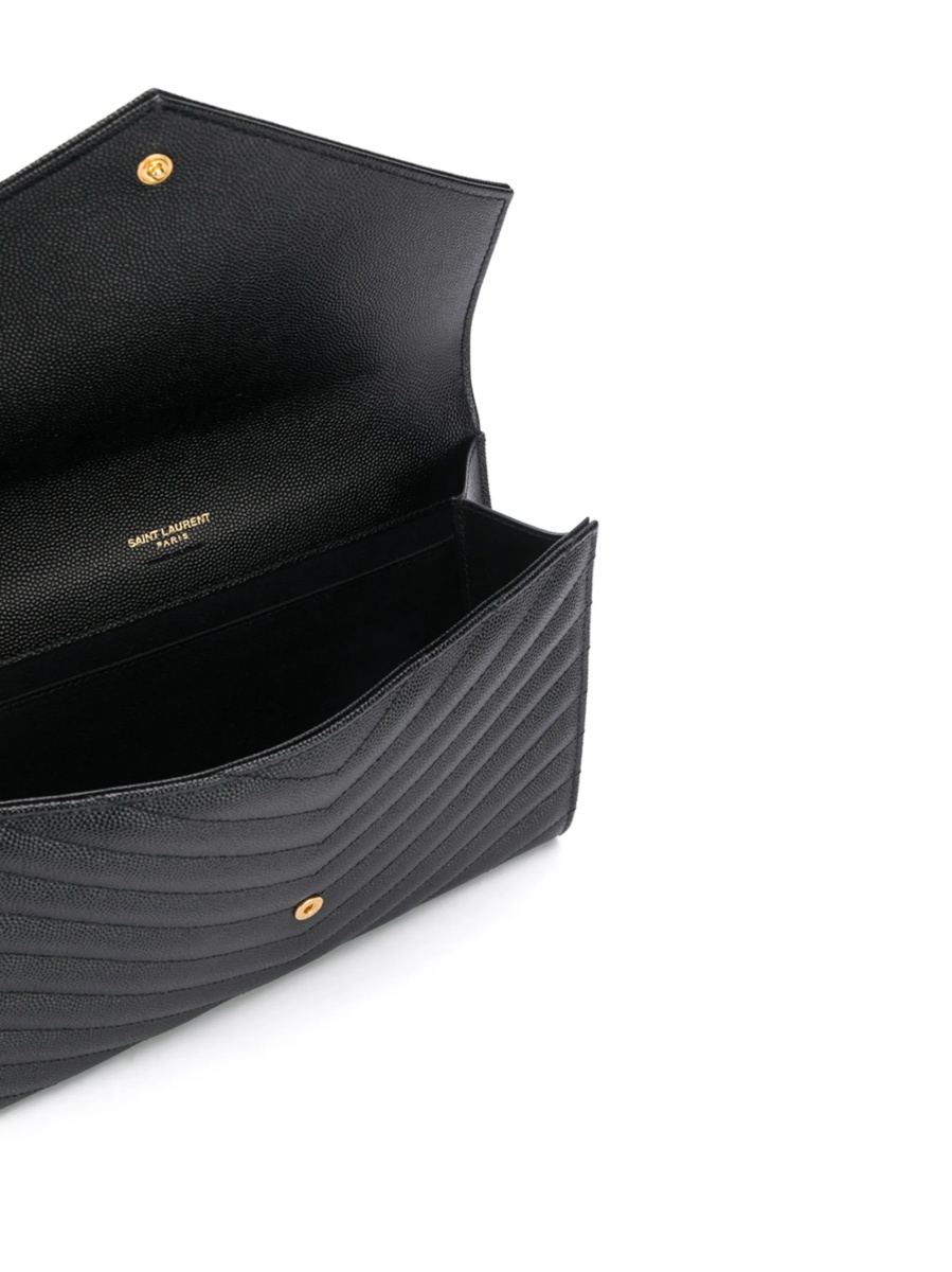 Geanta plic Saint Laurent Envelope neagra din piele si alama - Img 5