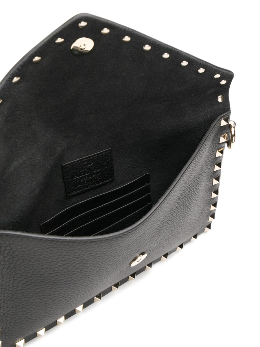 Geanta plic Valentino Garavani Rockstud neagra din metal si piele - Img 5
