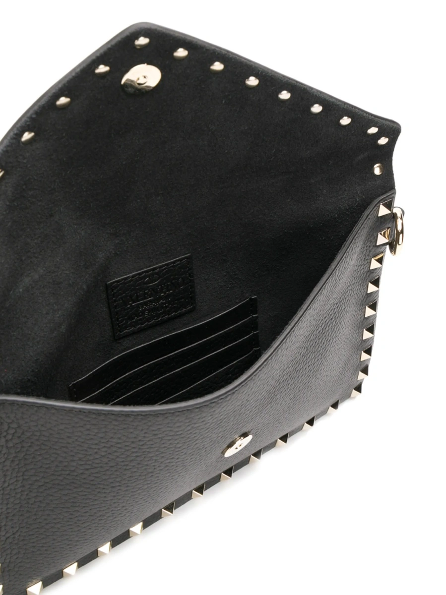 Geanta plic Valentino Garavani Rockstud neagra din metal si piele - Img 5