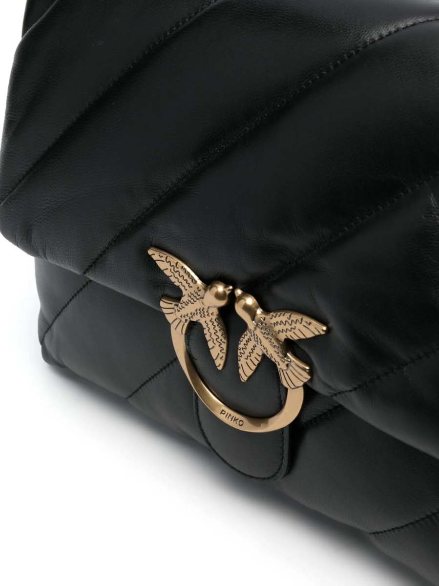 Geanta tip postas Pinko neagra din piele - Img 5