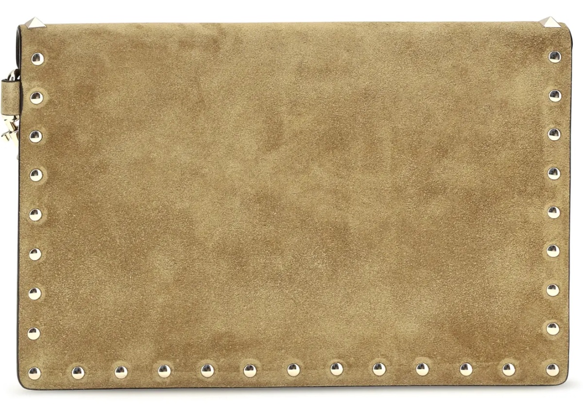Genti Medium Rockstud Clutch in suede - Img 2