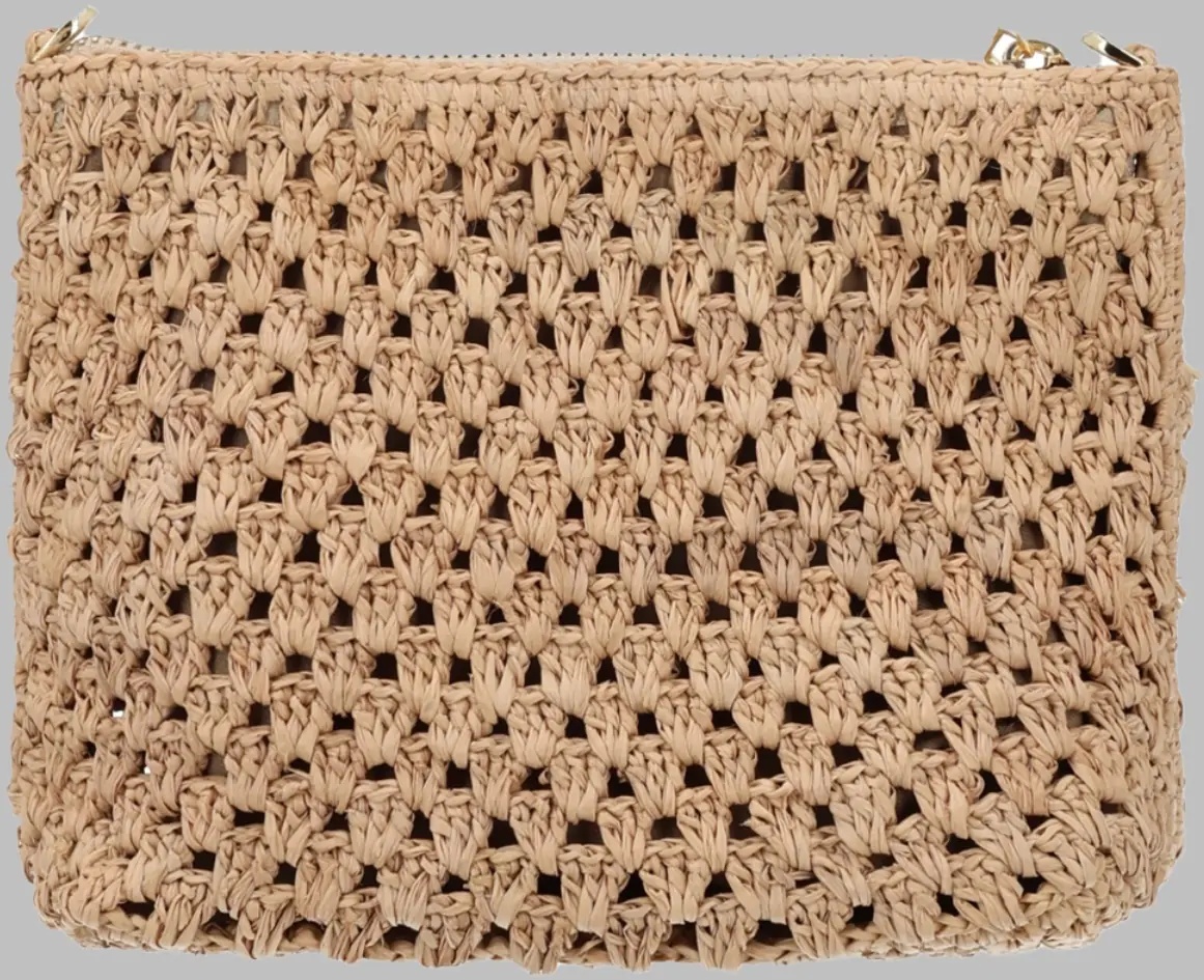 Genti Pochette In Raffia Con Logo - Img 2