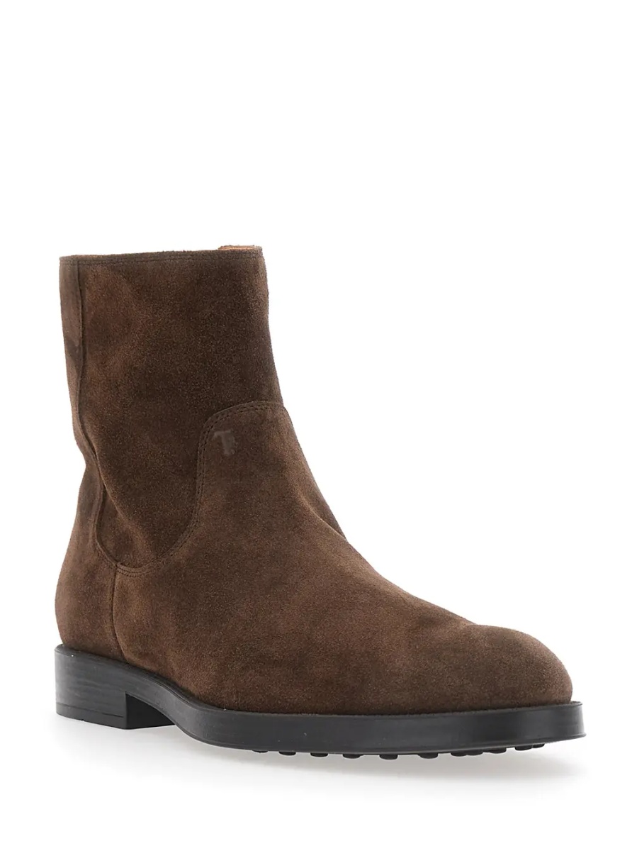 Ghete Brown Ankle Boots with Side Zip Closure in Suede for Men - Img 2