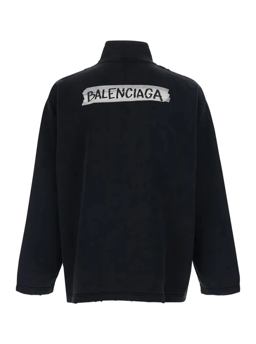 Hanorac Balenciaga negru din bumbac - Img 2
