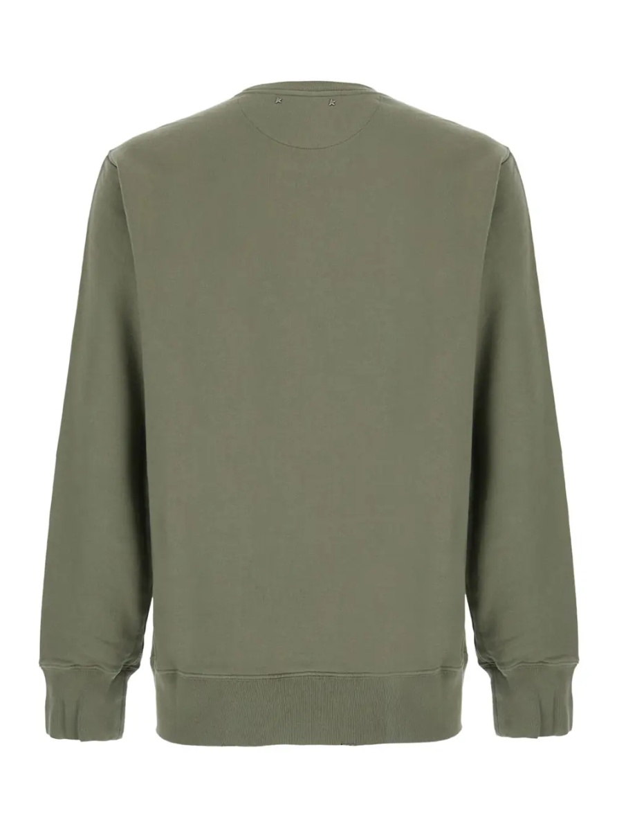 Hanorace Green Crewneck sweatshirt with Logo lettering on the front in cotton for men - Img 2