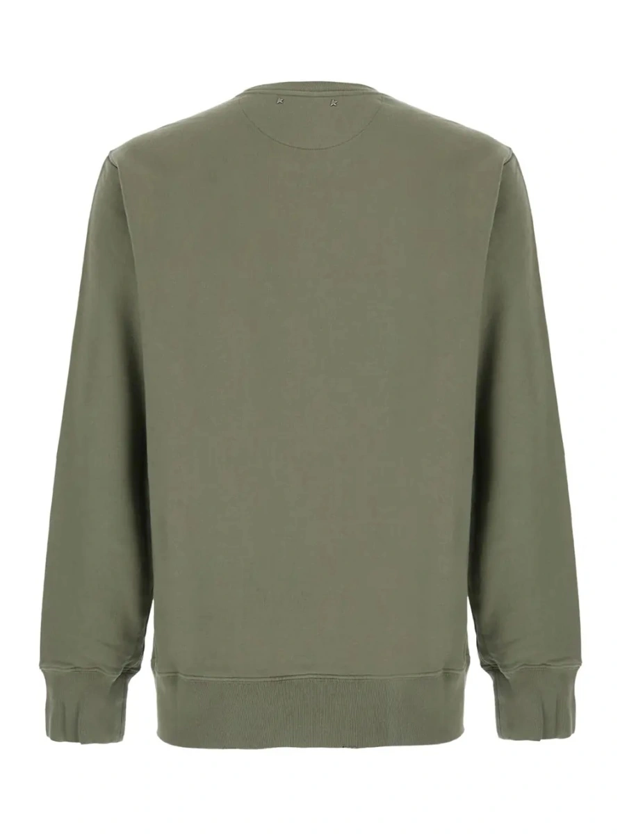 Hanorace Green Crewneck sweatshirt with Logo lettering on the front in cotton for men - Img 2