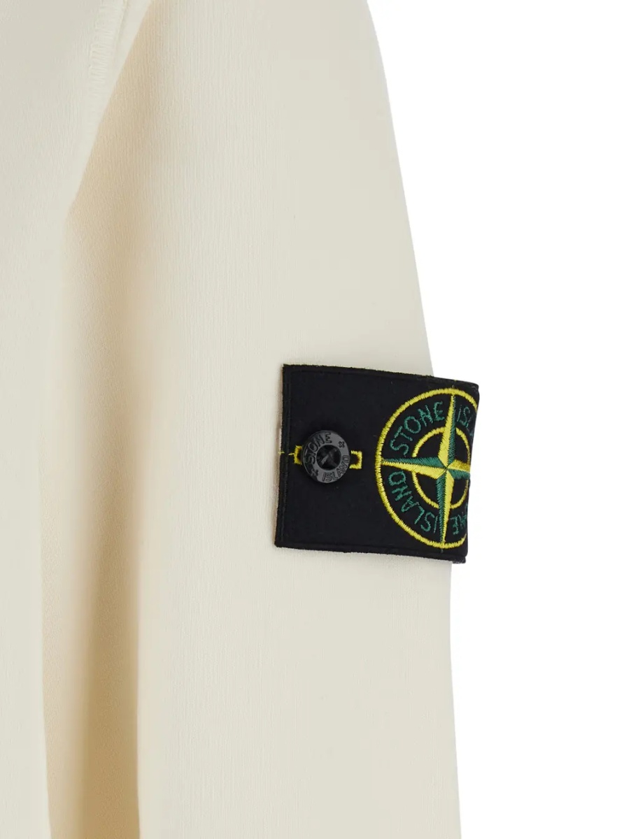Hanorace Hooded Sweatshirt with Fixed Hood and Logo on the Front in White - Img 3