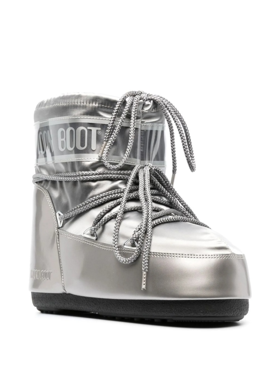 Incaltaminte Moon Boot argintie din material textil - Img 2