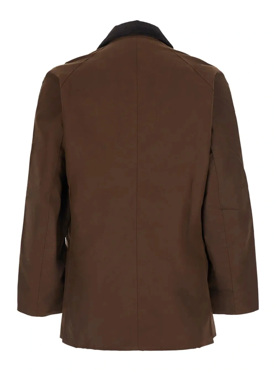 Jacheta 'Ashby' brown Jacket with classic collar and side pockets in waxed cotton for men - Img 2