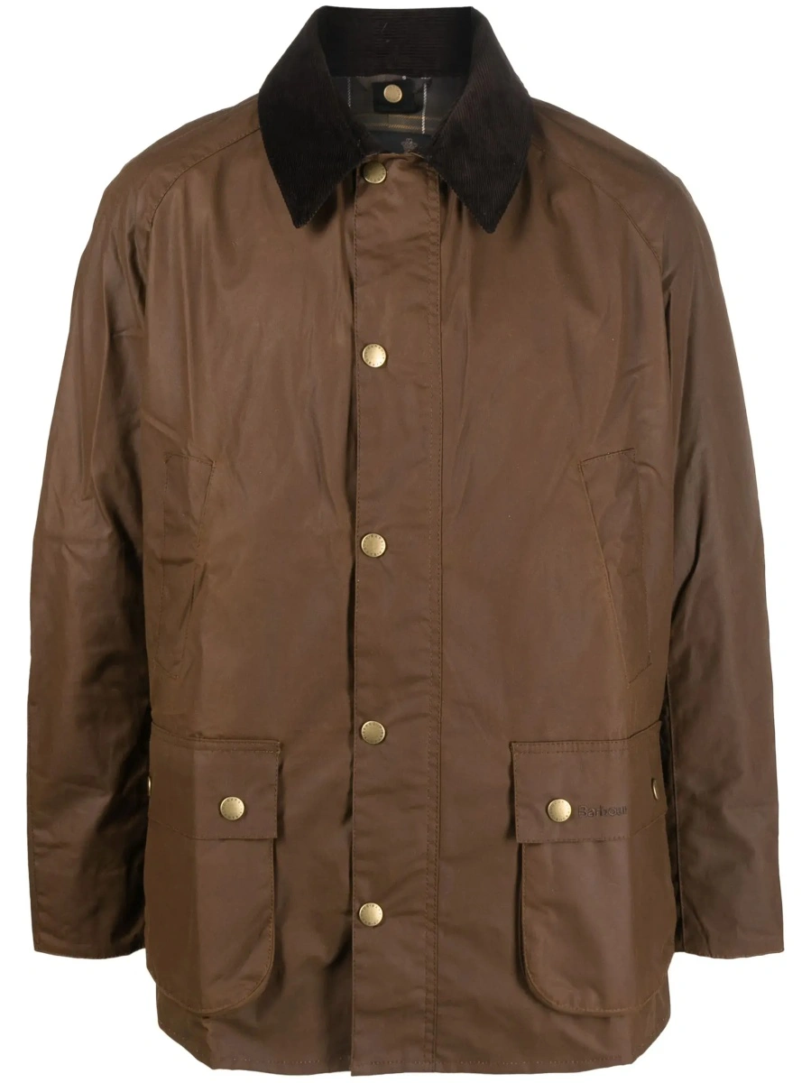 Jacheta 'Ashby' brown Jacket with classic collar and side pockets in waxed cotton for men - Img 9