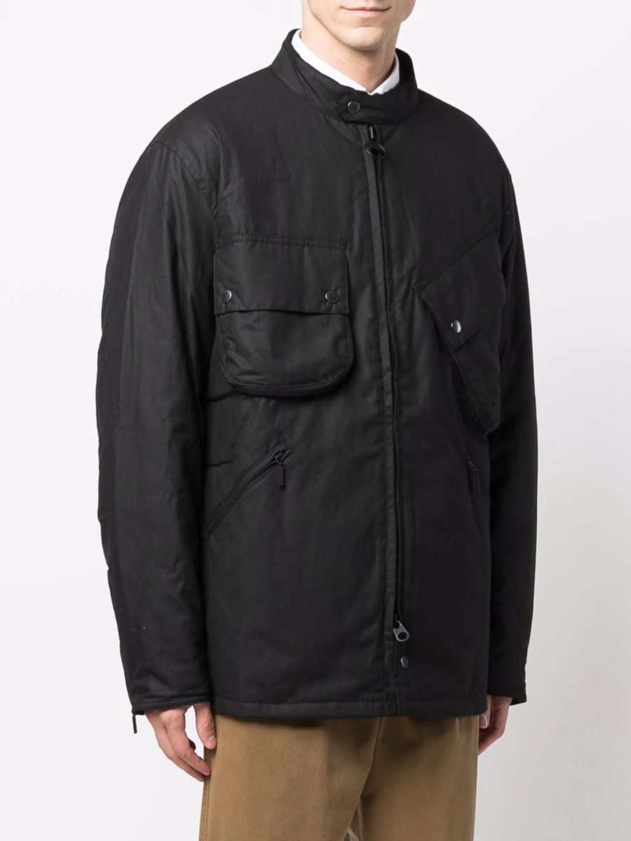 Jacheta Barbour neagra din lana si bumbac - Img 3