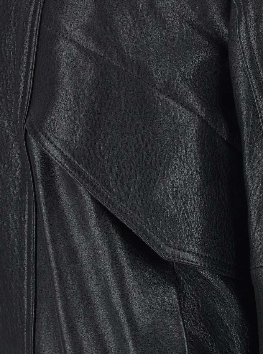 Jacheta black Jackets with high collar and semi-elasticated waist in leather for women - Img 2