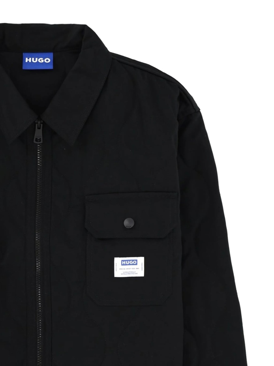 Jacheta camasa Hugo Boss neagra din bumbac si polyester - Img 2