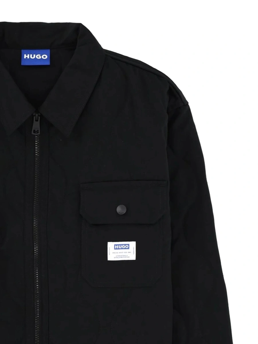 Jacheta camasa Hugo Boss neagra din bumbac si polyester - Img 2