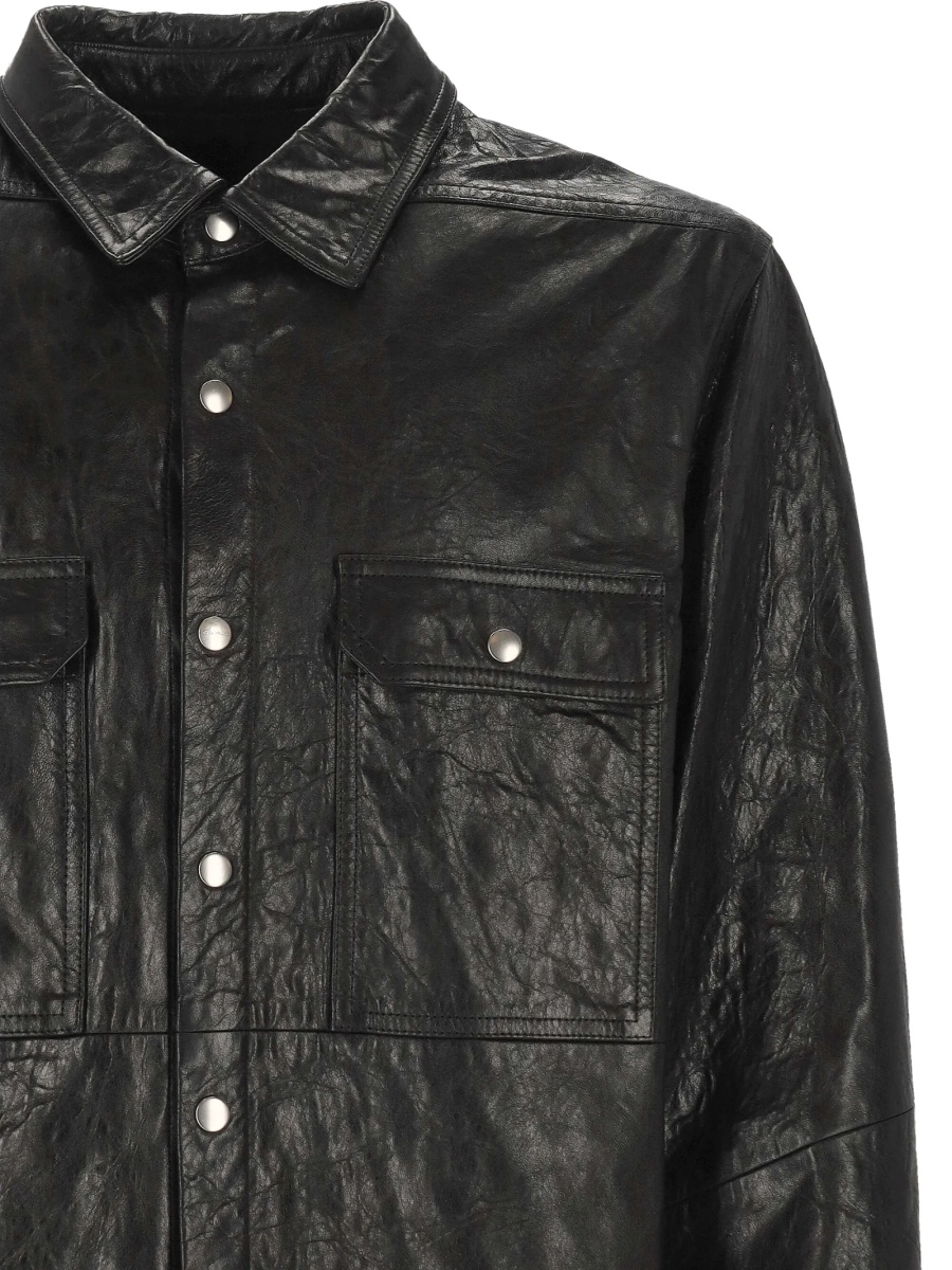 Jacheta camasa Rick Owens neagra din piele - Img 3