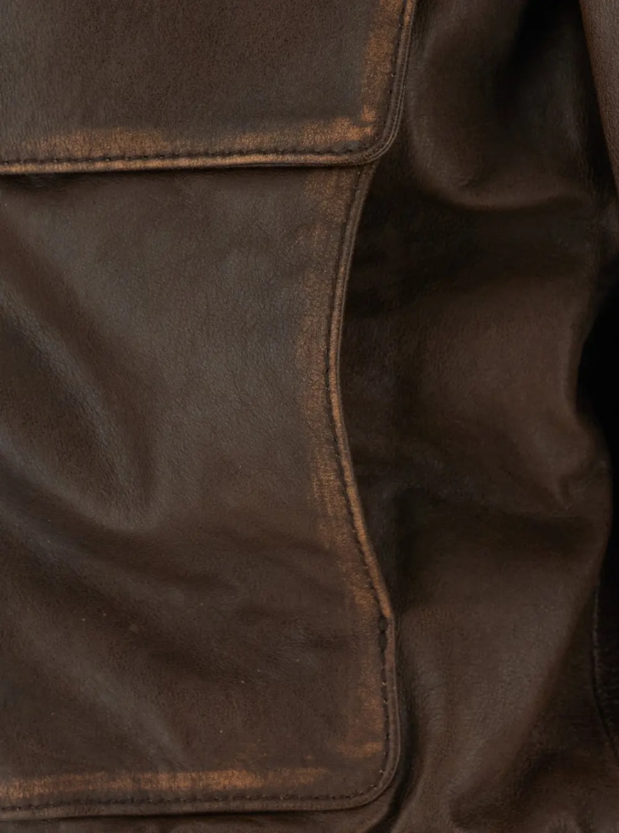 Jacheta Detachable A-2 Leather Blouson with collar and long sleeves in Brown Leather Men - Img 2