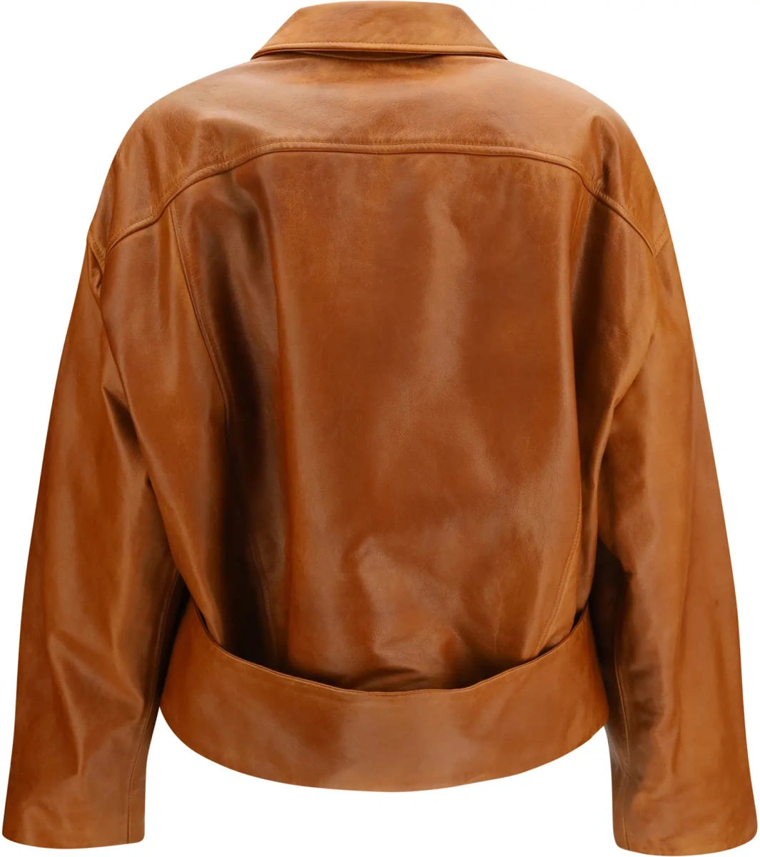 Jacheta Glossy leather Jacket with back martingale - Img 2