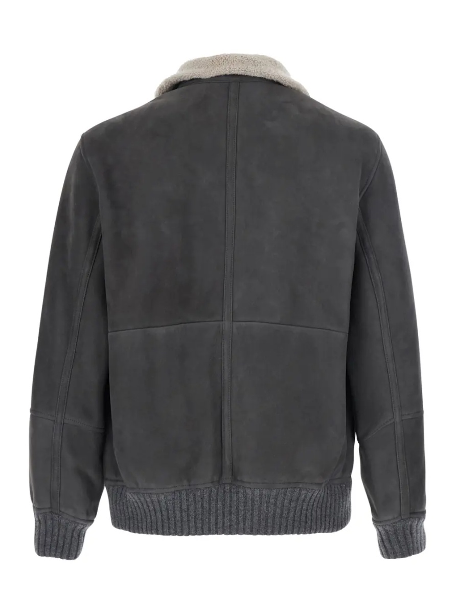 Jacheta Gray Jacket with high collar and fur lining in leather for men - Img 2