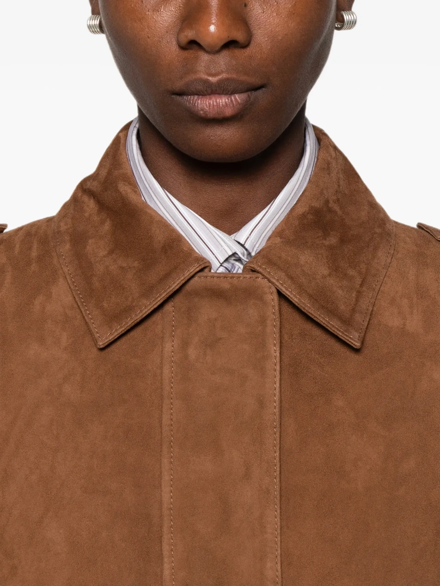Jacheta 'HALTI' brown Jacket with front pockets in suede for women - Img 6
