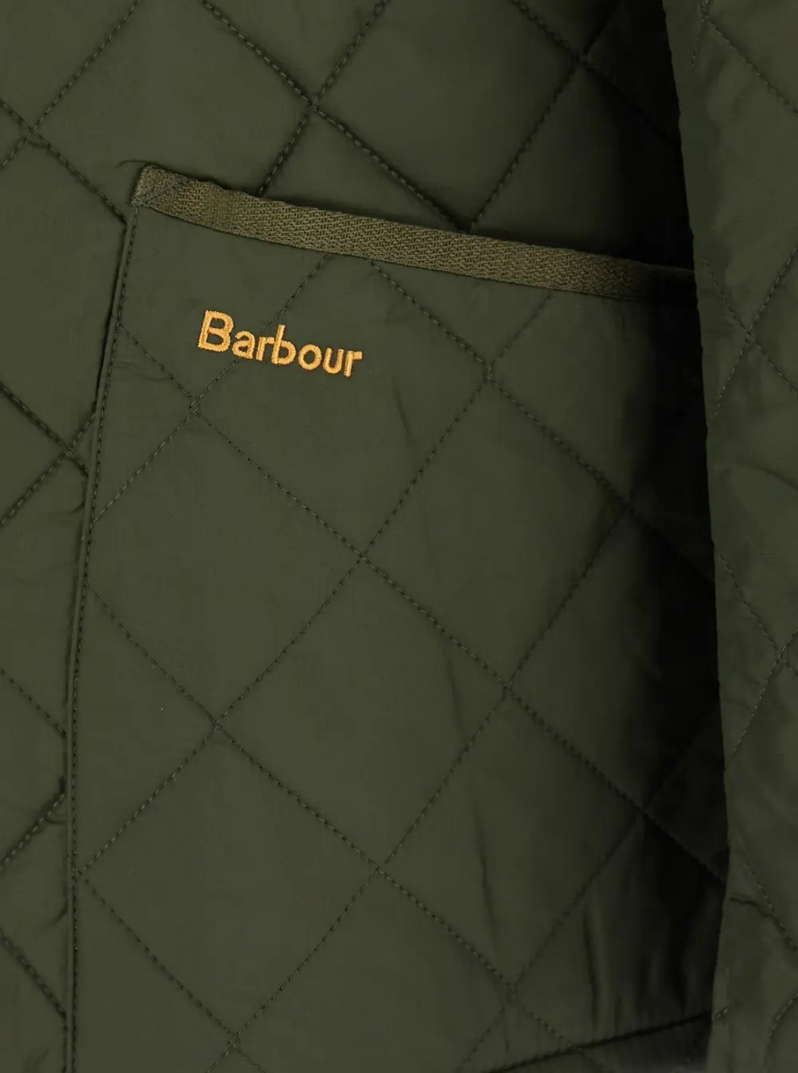 Jacheta Jacket 'Heritage Liddesdale' with Classic Ribbed Collar and Logo Lettering on the Front in Green Tech Fabric for Men - Img 3