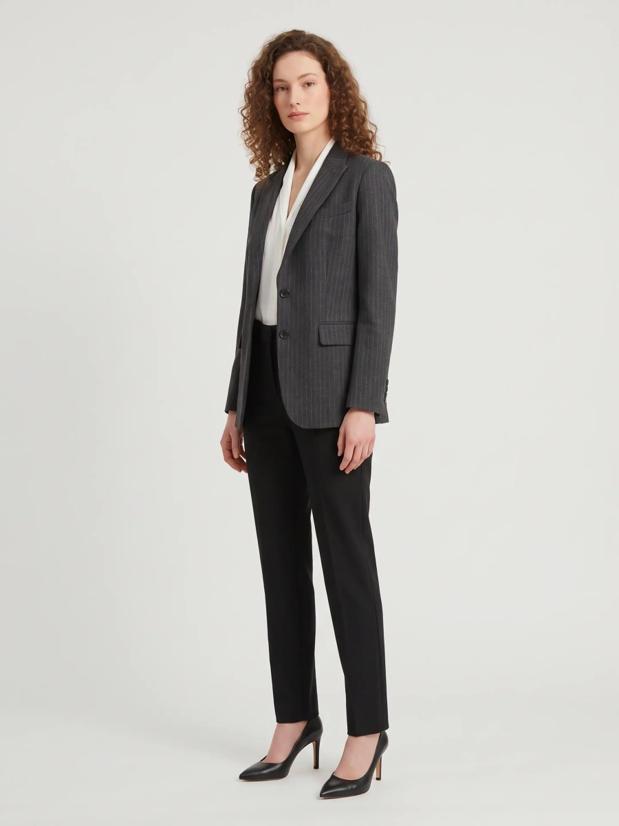 Jacheta Pinstripe Single-Breasted Jacket - Img 2