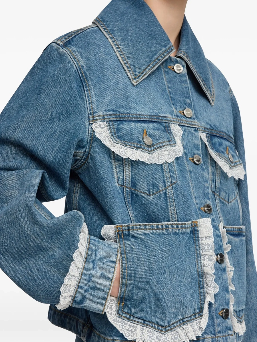 Jacheta Rigid denim Jacket with lace details - Img 7