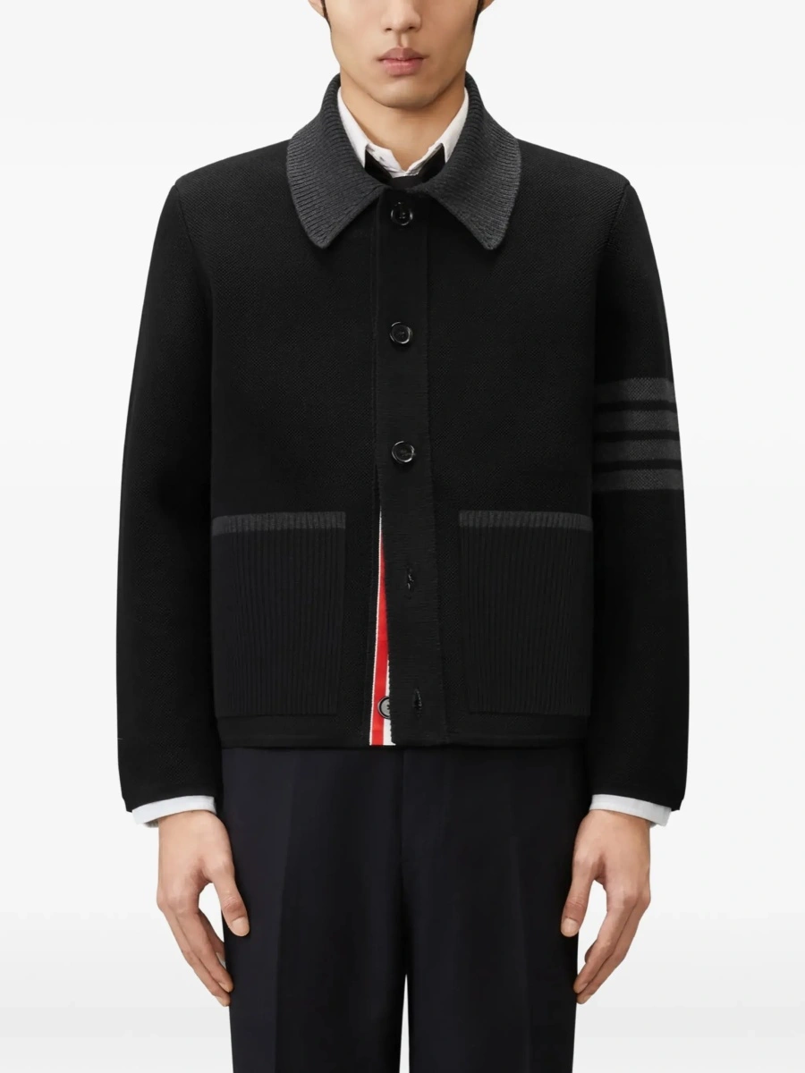 Jacheta Thom Browne neagra din bumbac pique - Img 5
