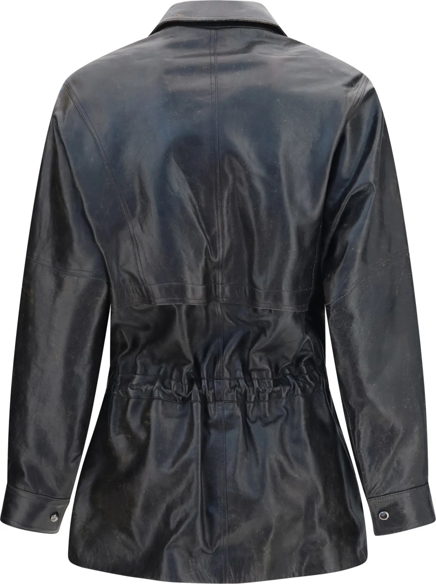 Jacheta Vintage leather Jacket with drawstring - Img 2