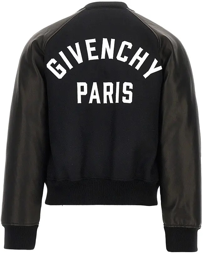 Jacheta Wool and leather bomber with logo patch - Img 3