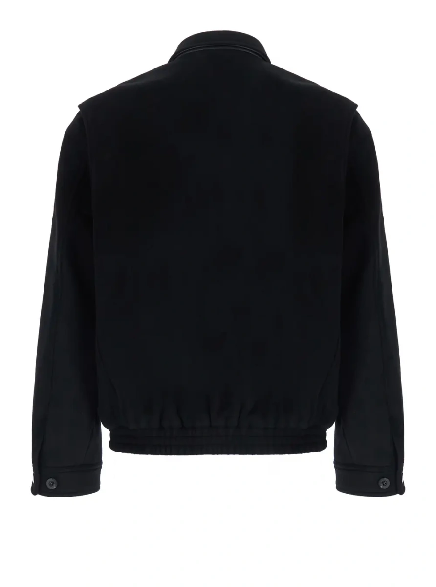 Jacheta WOOL AND SILK BLOUSON JACKET with collar and long sleeves in Wool and Silk in Black for men - Img 2
