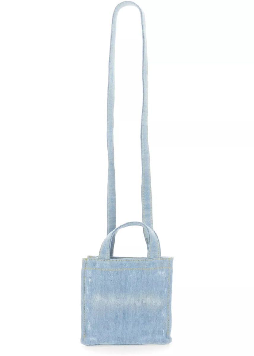 Mini Denim Shopper Bag With Logo - Img 2